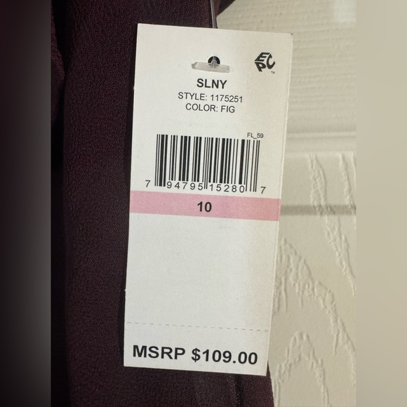 SLNY High Low Sundress with Flutter Sleeves in “Fig” Size 10P - Picture 3 of 5